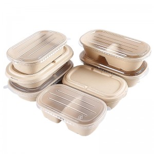 Scatole ovali da asporto per fast food contenitori per alimenti in bagassa biodegradabile con coperchio trasparente