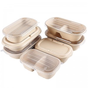 Scatole di confezionamento fast food Bagasse contenitori di imballaggio alimentare con coperchio trasparente contenitore di zucchero compostato