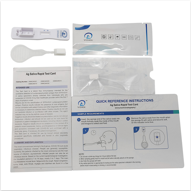 Il kit per test rapido Ag V-CHEK ™ 2019-nCoV, tampone salivare facile e semplice